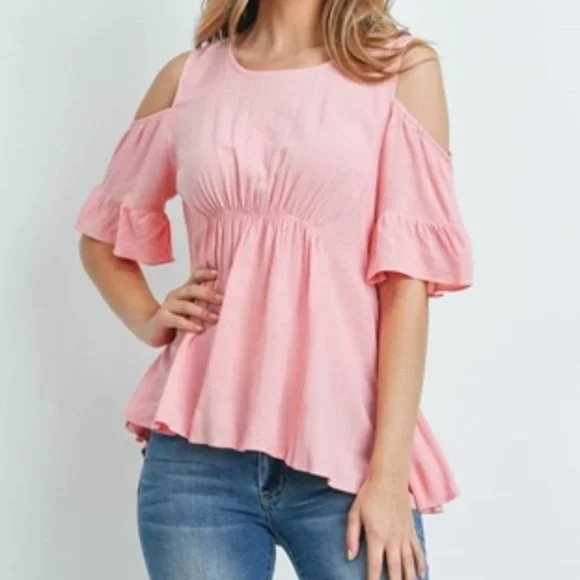 Pink Top Tunic Cold Shoulder - Picture 2 of 6